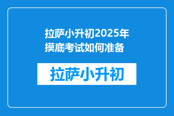 拉萨小升初2025年摸底考试如何准备