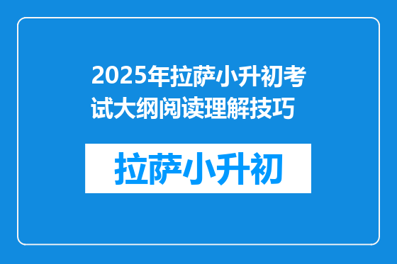 2025年拉萨小升初考试大纲阅读理解技巧