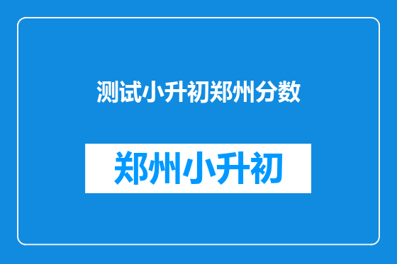 测试小升初郑州分数