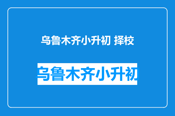 乌鲁木齐小升初 择校