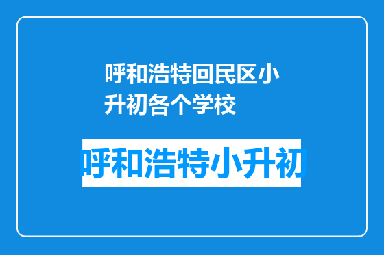 呼和浩特回民区小升初各个学校