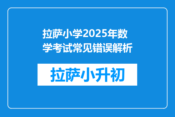 拉萨小学2025年数学考试常见错误解析