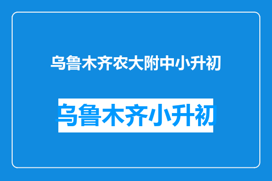 乌鲁木齐农大附中小升初