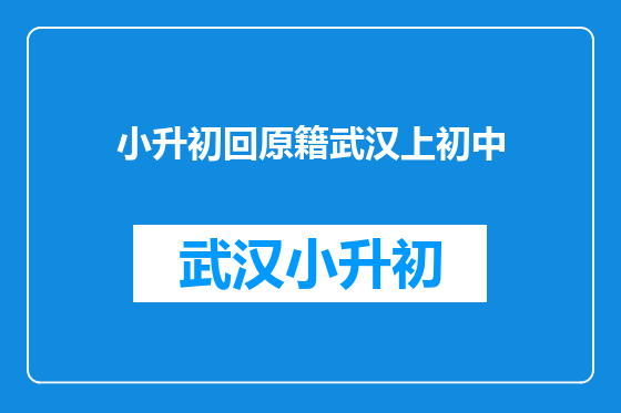 小升初回原籍武汉上初中