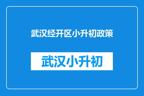 武汉经开区小升初政策
