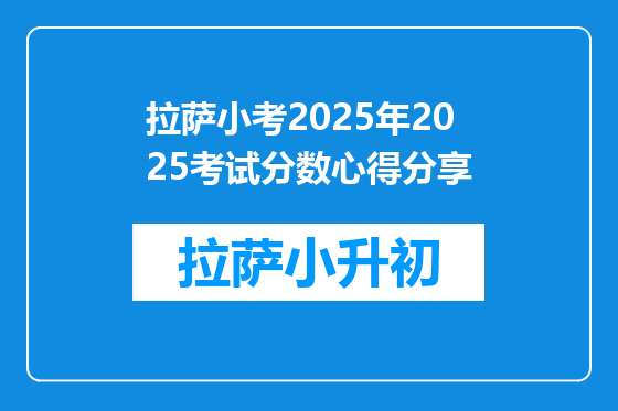 拉萨小考2025年2025考试分数心得分享