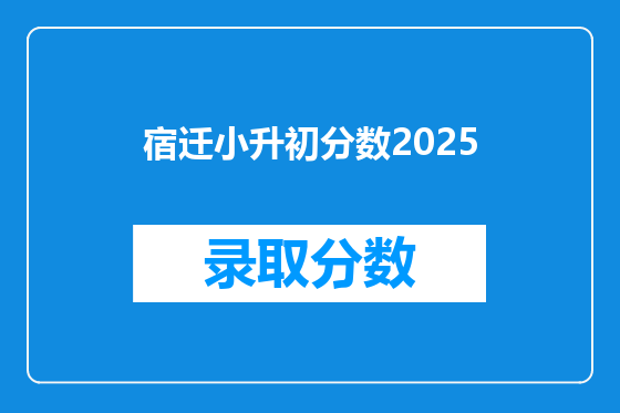 宿迁小升初分数2025