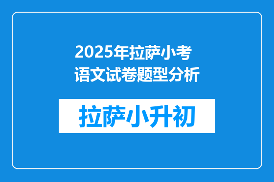2025年拉萨小考语文试卷题型分析