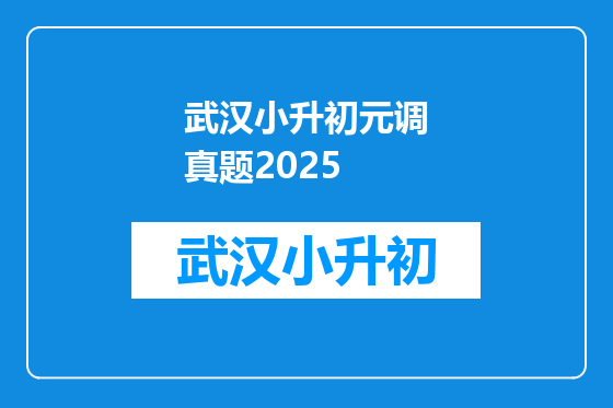 武汉小升初元调真题2025