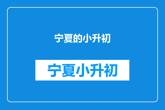 宁夏的小升初