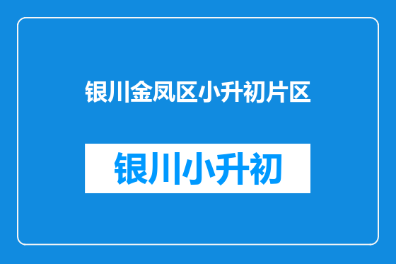银川金凤区小升初片区