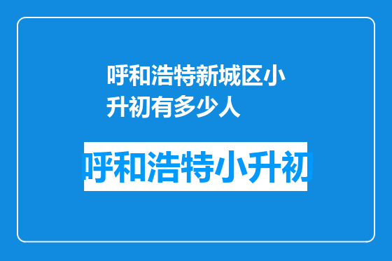 呼和浩特新城区小升初有多少人