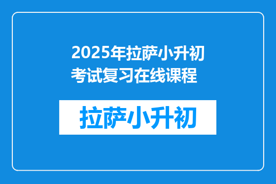 2026年拉萨小升初考试复习在线课程