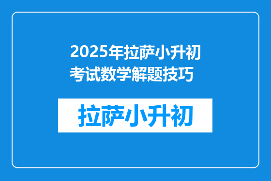 2025年拉萨小升初考试数学解题技巧