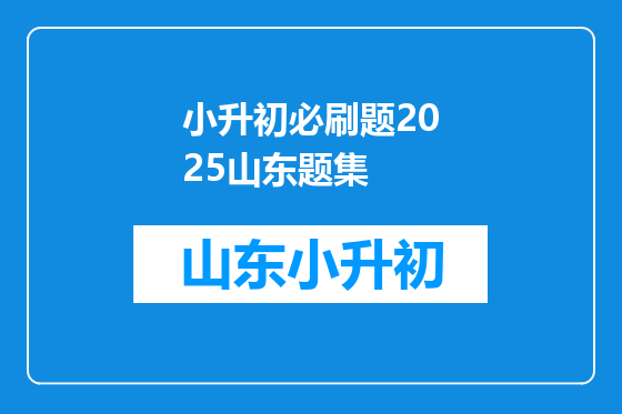 小升初必刷题2025山东题集