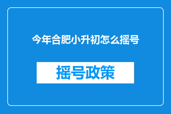 今年合肥小升初怎么摇号