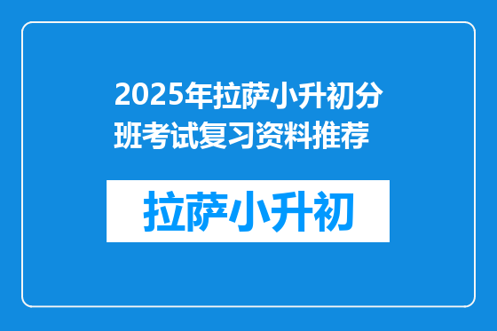 2025年拉萨小升初分班考试复习资料推荐