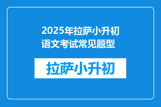2025年拉萨小升初语文考试常见题型