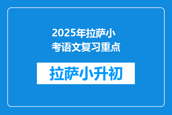 2025年拉萨小考语文复习重点