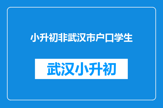 小升初非武汉市户口学生