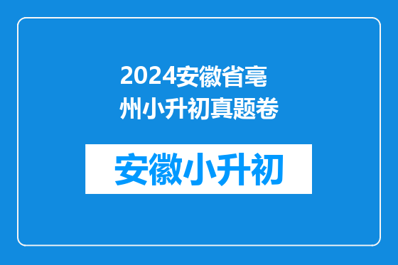 2024安徽省亳州小升初真题卷