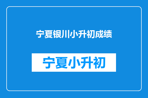 宁夏银川小升初成绩