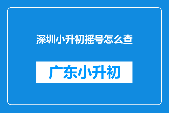 深圳小升初摇号怎么查