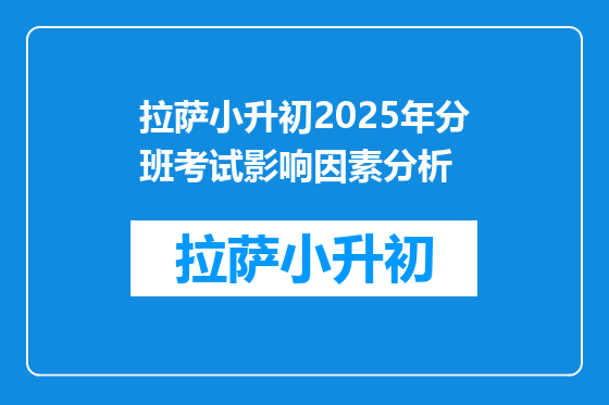 拉萨小升初2025年分班考试影响因素分析