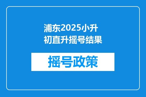 浦东2025小升初直升摇号结果