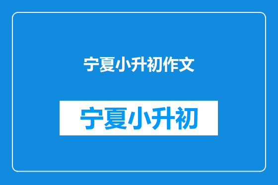 宁夏小升初作文