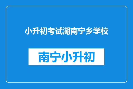 小升初考试湖南宁乡学校