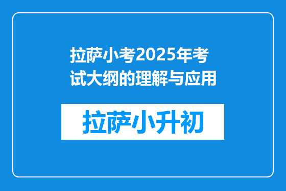 拉萨小考2025年考试大纲的理解与应用