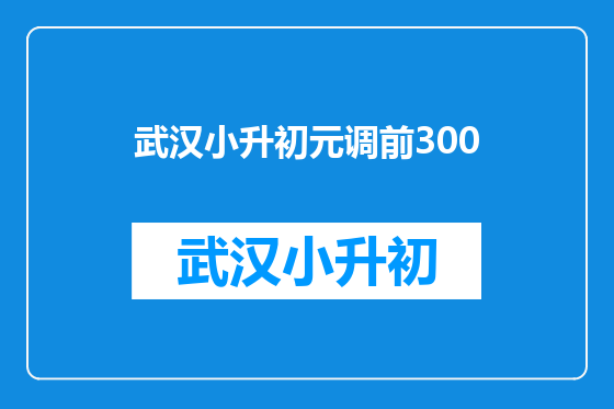 武汉小升初元调前300