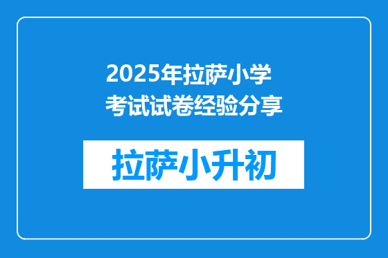 2025年拉萨小学考试试卷经验分享