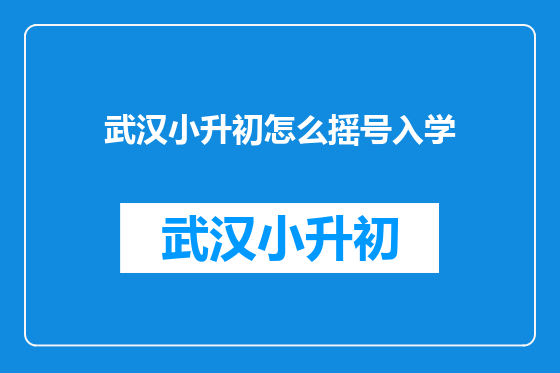 武汉小升初怎么摇号入学