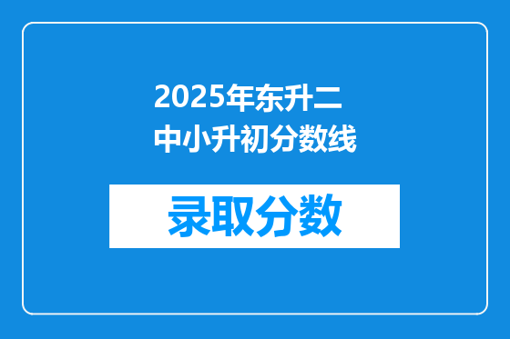 2025年东升二中小升初分数线