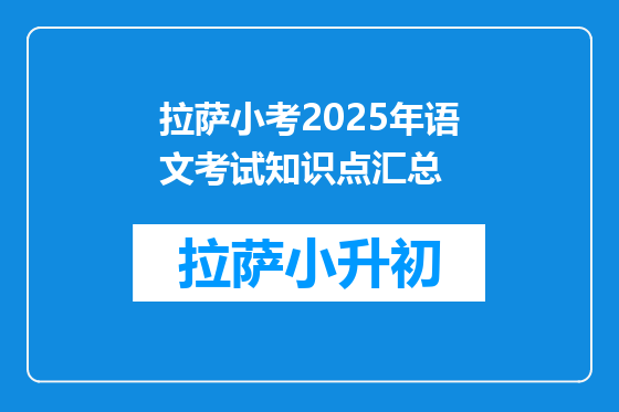 拉萨小考2025年语文考试知识点汇总