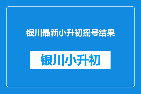 银川最新小升初摇号结果