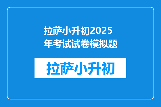 拉萨小升初2025年考试试卷模拟题