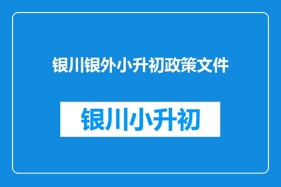 银川银外小升初政策文件