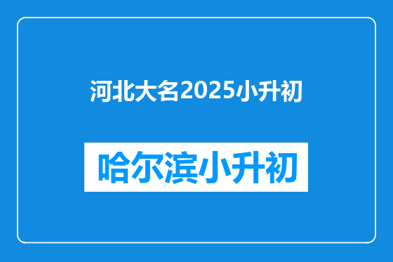 河北大名2025小升初