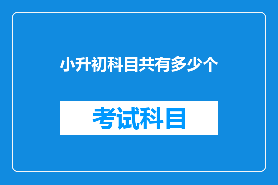 小升初科目共有多少个