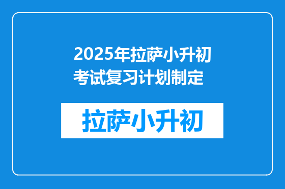 2025年拉萨小升初考试复习计划制定