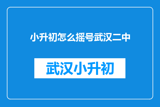 小升初怎么摇号武汉二中