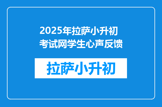 2025年拉萨小升初考试网学生心声反馈