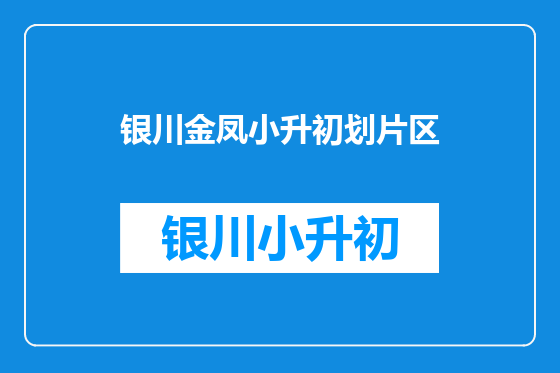 银川金凤小升初划片区