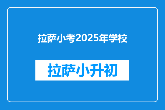 拉萨小考2025年学校