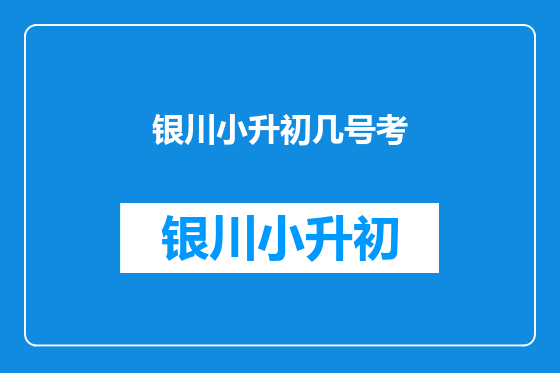银川小升初几号考