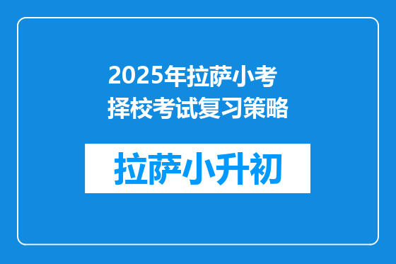 2025年拉萨小考择校考试复习策略