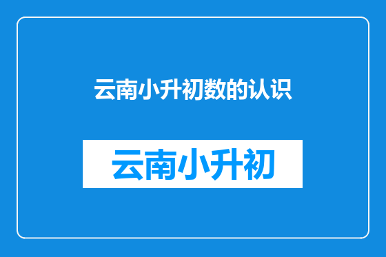 云南小升初数的认识